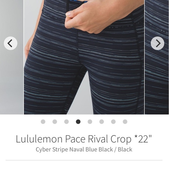 LULULEMON Pace Rival Crop *22" Cyber Stripe Naval Blue Black / Black - Picture 5 of 11
